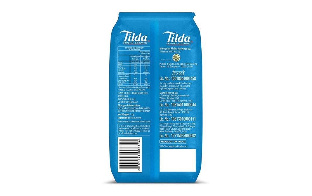 Tilda Extra Long Basmati Rice    Pack  1 kilogram